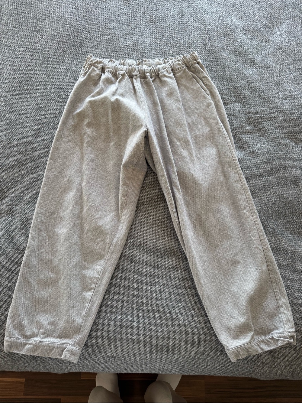 Womens Elastic Waist Casual Trousers - Light Gray